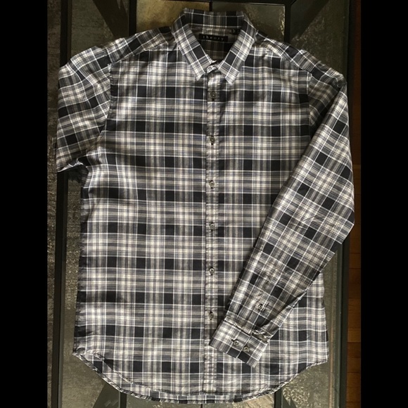Theory Luxury Shirt Medium Plaid Button Cotton - Picture 1 of 11